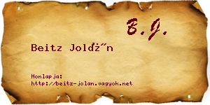 Beitz Jolán névjegykártya